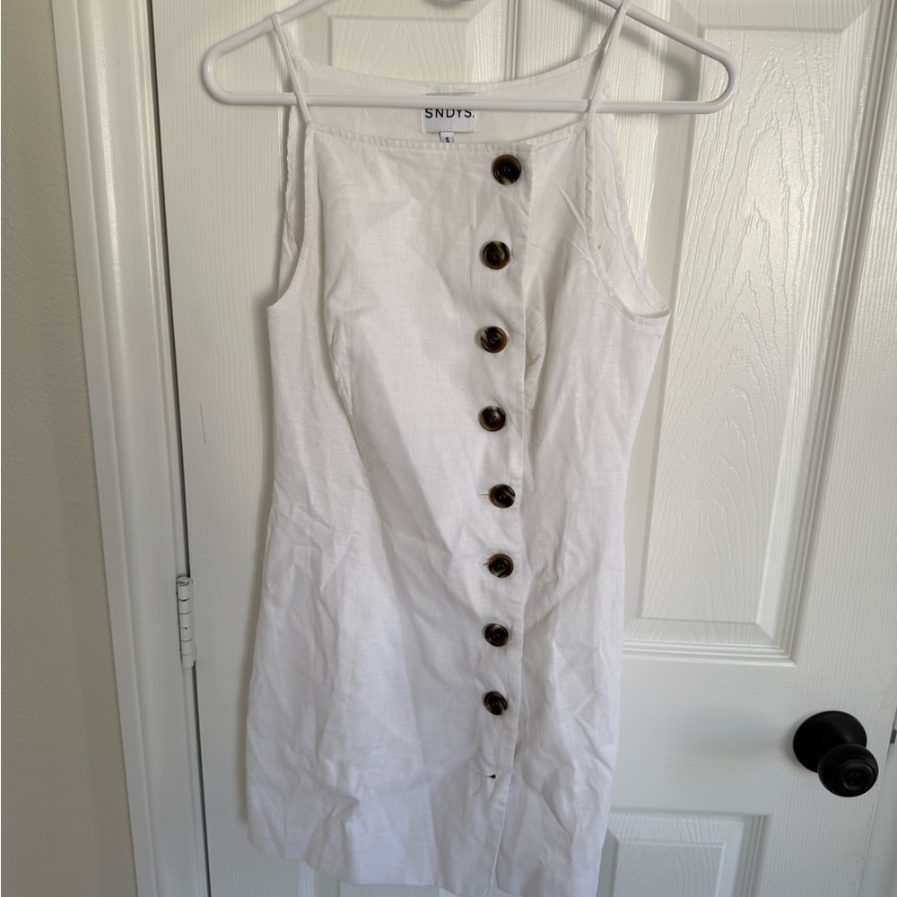 SNDYS White Spaghetti-Strap Button-Down Mini Dress